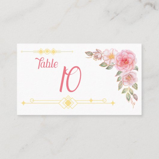 Carte De Placement Mariage d'aquarelle dorée (Dos)