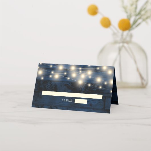 Carte De Placement Mariage d'aquarelle en bois rustique bleu marine (Devant)