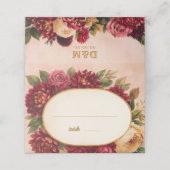 Carte De Placement Mariage d'aquarelle florale de Bourgogne (Extérieur déplié)