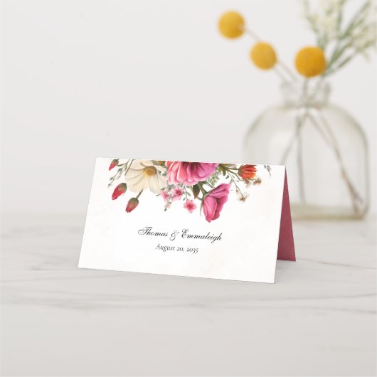 Carte De Placement Mariage d'aquarelle florale dynamique (Dos)