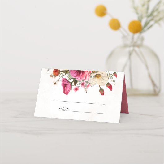 Carte De Placement Mariage d'aquarelle florale dynamique (Devant)