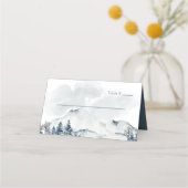 Carte De Placement Mariage d'aquarelle Foggy Mountain (Devant)