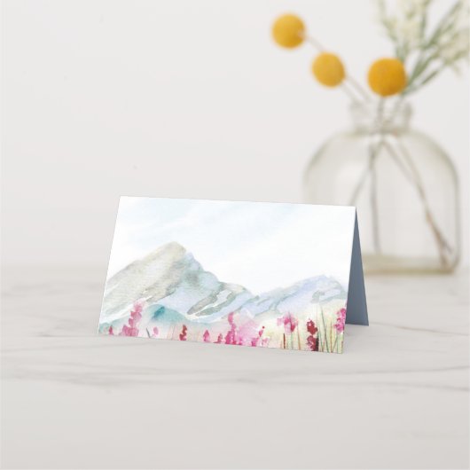 Carte De Placement Mariage d'aquarelle Mountain Meadow (Dos)