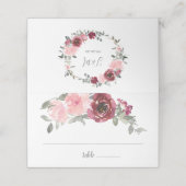 Carte De Placement Mariage d'aquarelle rose bordeaux gris (Extérieur déplié)