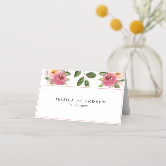 Carte De Placement Mariage d'aquarelle rose pâle (Dos)