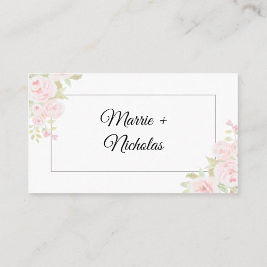 Carte De Placement Mariage d'aquarelle rose pâle (Dos)
