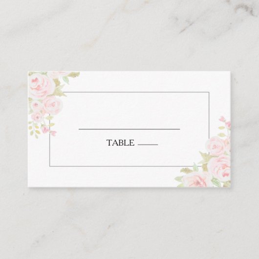 Carte De Placement Mariage d'aquarelle rose pâle (Devant)