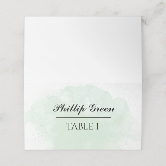 Carte De Placement Mariage d'aquarelle vert à la menthe (Extérieur déplié)