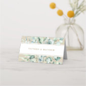 Carte De Placement Mariage d'aquarelle vert or rustique (Dos)