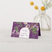 Carte De Placement Mariage d'arc doré fleuri violet (Dos)