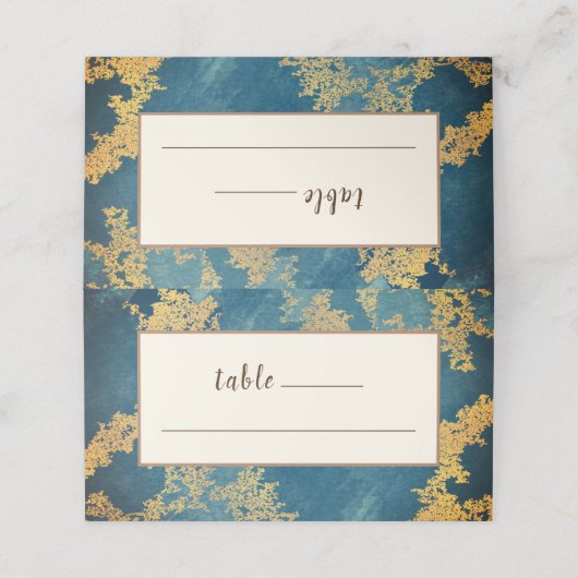 Carte De Placement Mariage d'art moderne turquoise Gold Elegant (Extérieur déplié)