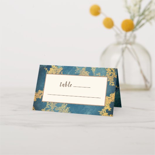 Carte De Placement Mariage d'art moderne turquoise Gold Elegant (Dos)