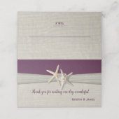 Carte De Placement Mariage d'aubergines Starfish et Burlap (Extérieur déplié)