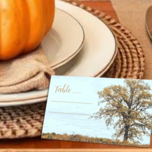Carte De Placement Mariage d'automne sous un chêne rustique