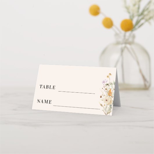 Carte De Placement Mariage de automne Boho Crème Rustique Fleur sauva (Devant)
