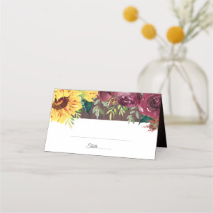 Carte De Placement Mariage de automne en bois de tournesol