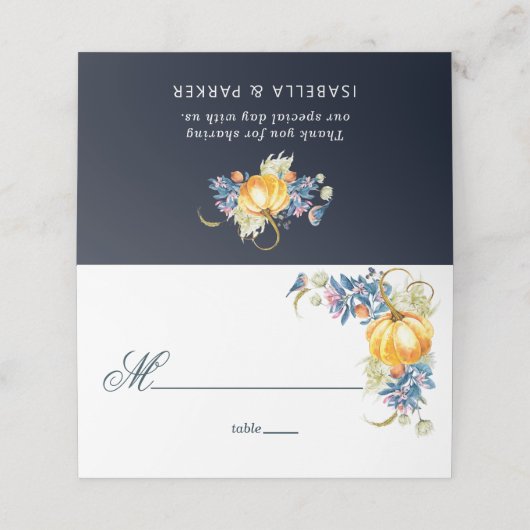 Carte De Placement Mariage de automne Floral Citrouille (Extérieur déplié)