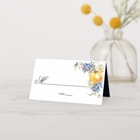 Carte De Placement Mariage de automne Floral Citrouille (Devant)