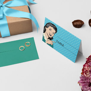 Carte De Placement Mariage de bande dessinée Pop Art Retro 70's