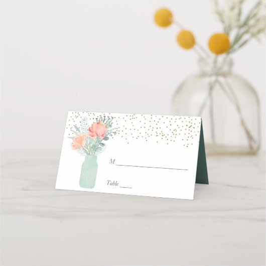 Carte De Placement Mariage de bocal Mason en verre dépoli (Devant)