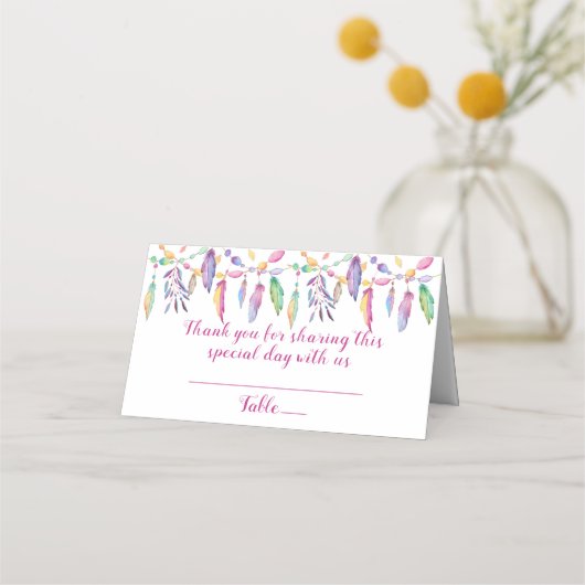 Carte De Placement Mariage de Boho pourpre Piment Indien Amérindien (Devant)