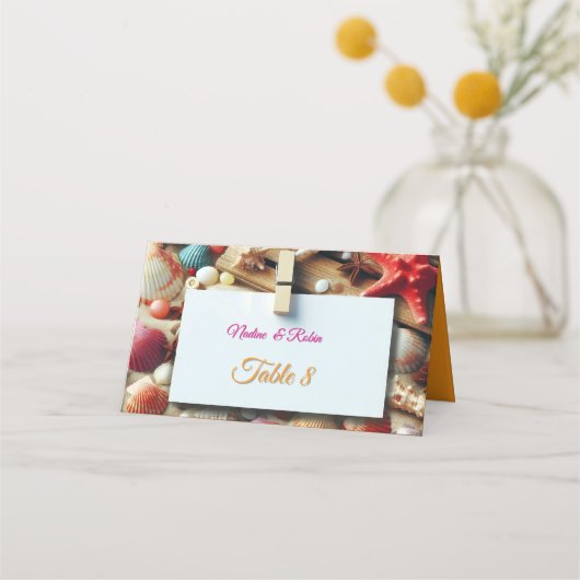 Carte De Placement Mariage de bord de mer Célébrations sur la plage (Devant)