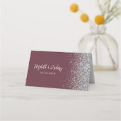 Carte De Placement Mariage de bord de Parties scintillant d'argent de (Dos)