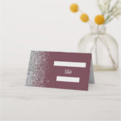 Carte De Placement Mariage de bord de Parties scintillant d'argent de (Devant)