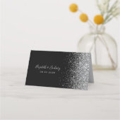 Carte De Placement Mariage de bord de Parties scintillant en argent n (Dos)
