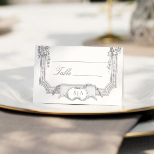 Carte De Placement Mariage de bordure de rose française classique orn
