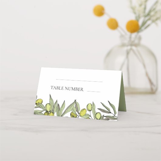 Carte De Placement Mariage de branche Olive moderne (Devant)