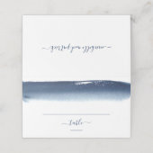 Carte De Placement Mariage de brosse couleur bleu marine (Extérieur déplié)