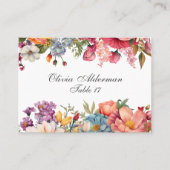 Carte De Placement Mariage de budget de l'aquarelle florale dynamique (Devant)