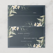 Carte De Placement Mariage de Bunch Floral Blanc de la Marine noire (Extérieur déplié)