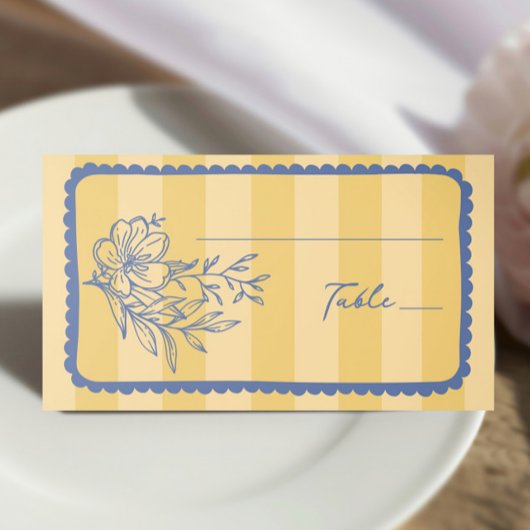 Carte De Placement Mariage de cadre Floral Jaune 