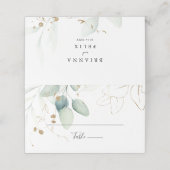 Carte De Placement Mariage de calligraphie d'Eucalyptus d'or (Extérieur déplié)