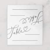 Carte De Placement Mariage de calligraphie du coeur de Doodle Noir et (Extérieur déplié)