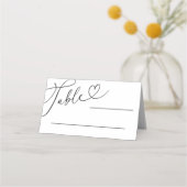 Carte De Placement Mariage de calligraphie du coeur de Doodle Noir et (Dos)