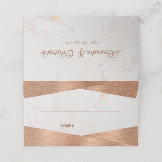 Carte De Placement Mariage de calligraphie en cuivre de marbre géomét (Extérieur déplié)