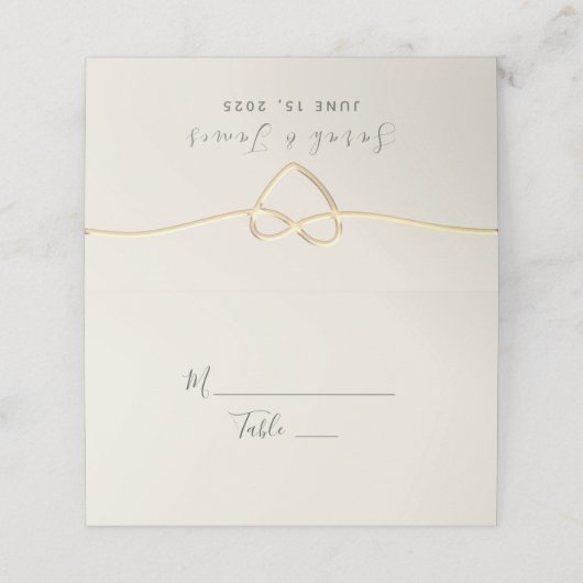 Carte De Placement Mariage de calligraphie or (Extérieur déplié)