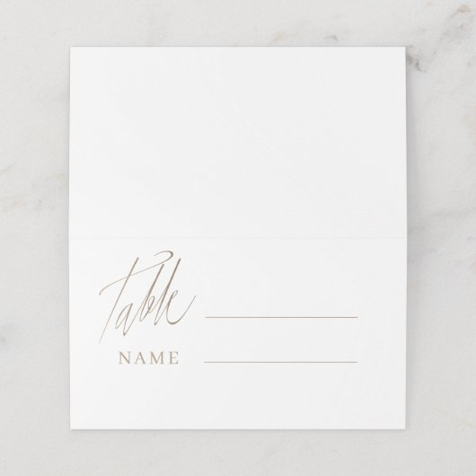 Carte De Placement Mariage de calligraphie or Chic Numéro de table (Extérieur déplié)