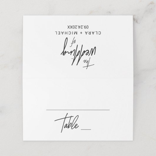 Carte De Placement Mariage de calligraphie Whimsical (Extérieur déplié)