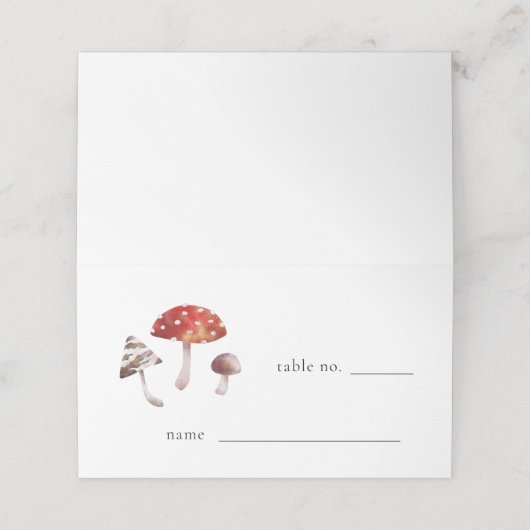 Carte De Placement Mariage de champignons rustiques Numéro de table C (Extérieur déplié)