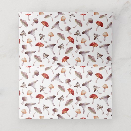 Carte De Placement Mariage de champignons rustiques Numéro de table C (Intérieur déplié)