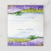 Carte De Placement Mariage de champs de Lavande d'aquarelle rustique (Extérieur déplié)