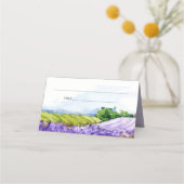 Carte De Placement Mariage de champs de Lavande d'aquarelle rustique (Dos)