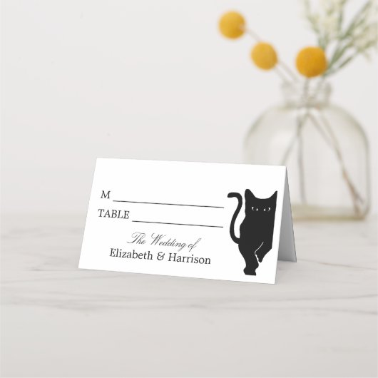 Carte De Placement Mariage de chat noir Whimsical moderne (Devant)