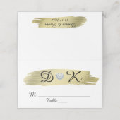 Carte De Placement Mariage de coeur de Monogramme noir or blanc (Extérieur déplié)