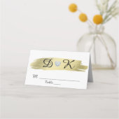 Carte De Placement Mariage de coeur de Monogramme noir or blanc (Devant)