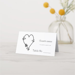 Carte De Placement Mariage de conception cardiaque du papillon noir e